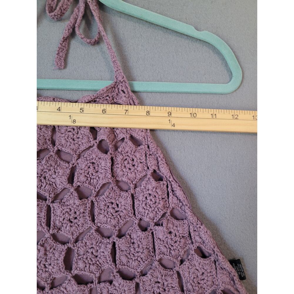 Lilac Mandala Crochet Halter Crop Top XL Boho Fairycore Festival - Picture 7 of 8